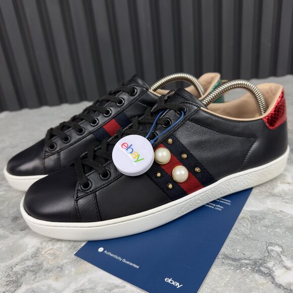 Gucci Ace Stud Sneakers Rockstuds Pearls Leather - Picture 1 of 17
